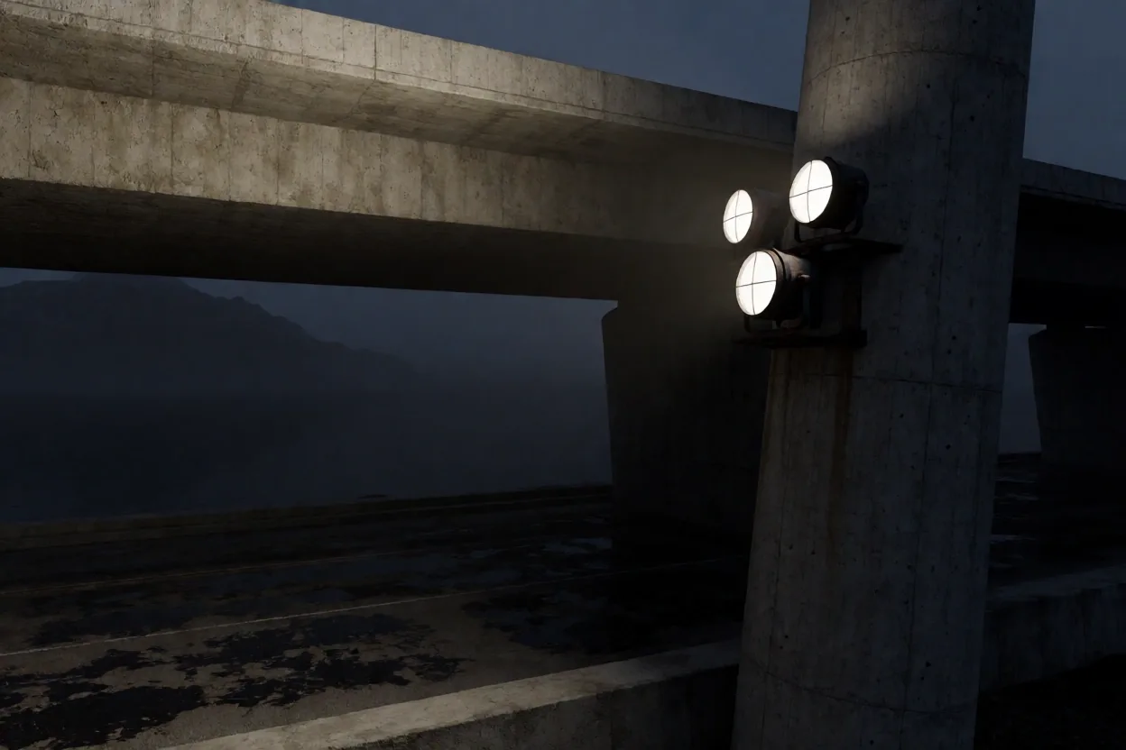 Monumentaler Schweizer Tunnelvortrieb bei Nacht