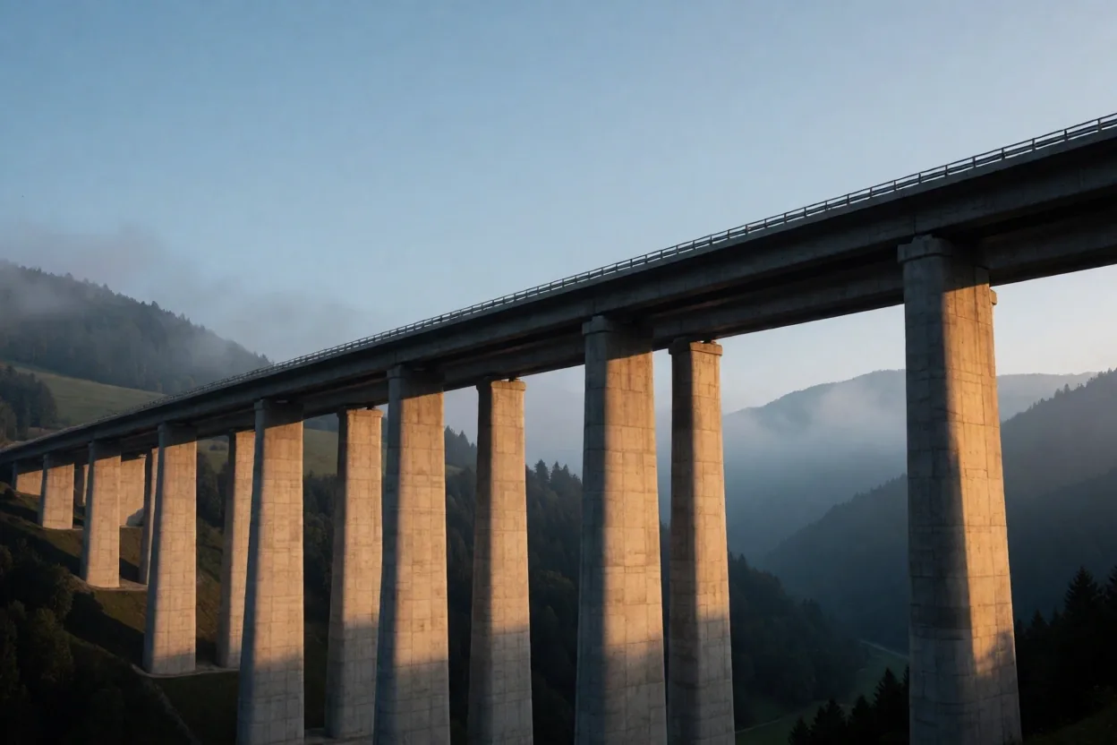 Monumentale Tunnel-Architektur in den Schweizer Alpen